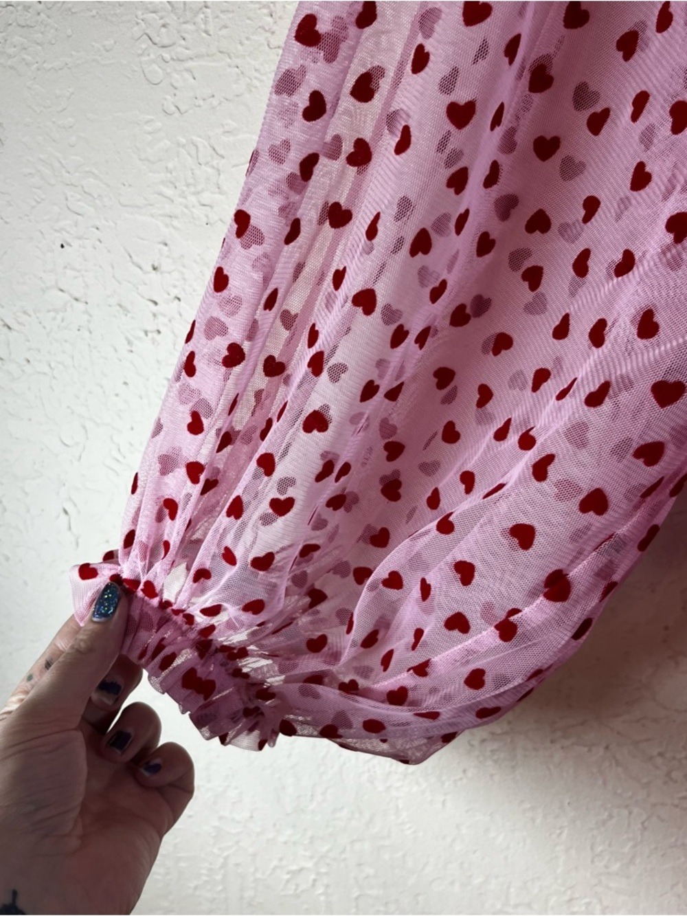 Eloquii Mesh Flocked Heart Print Bustier Mini Dress in Pink - Picture 8 of 15